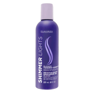 Clairol Professional Shimmer Lights Morado, botella frontal, acondicionador para neutralizar tonos amarillos