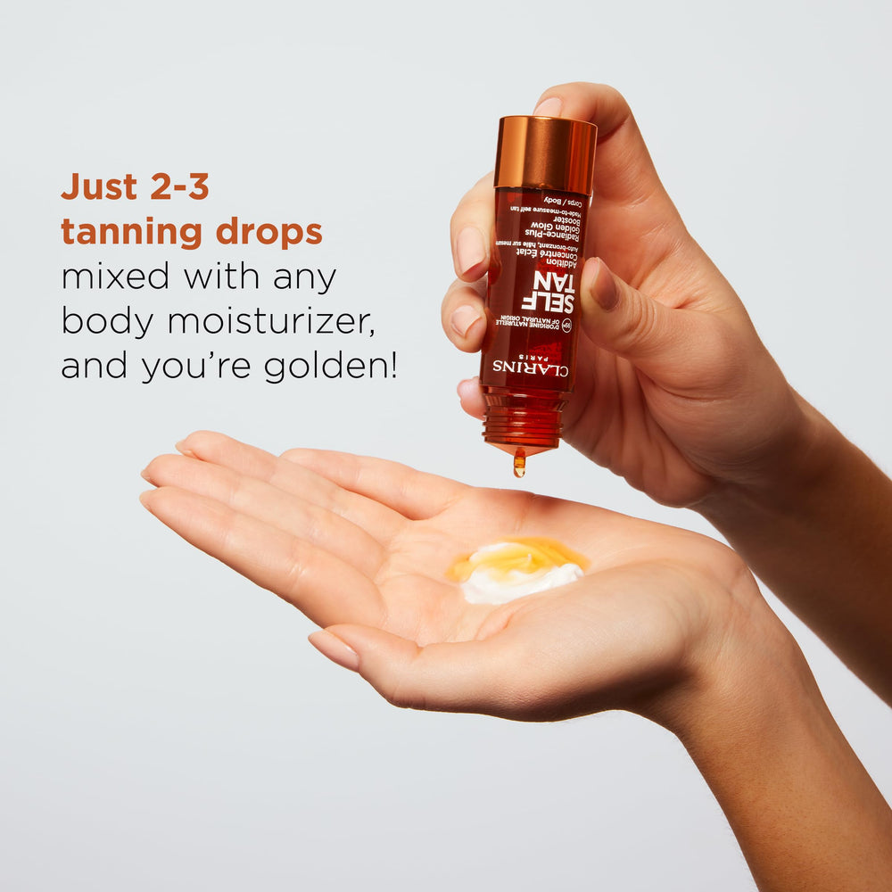 Aplicación en piel con autobronceador Clarins para hidratación y color gradual