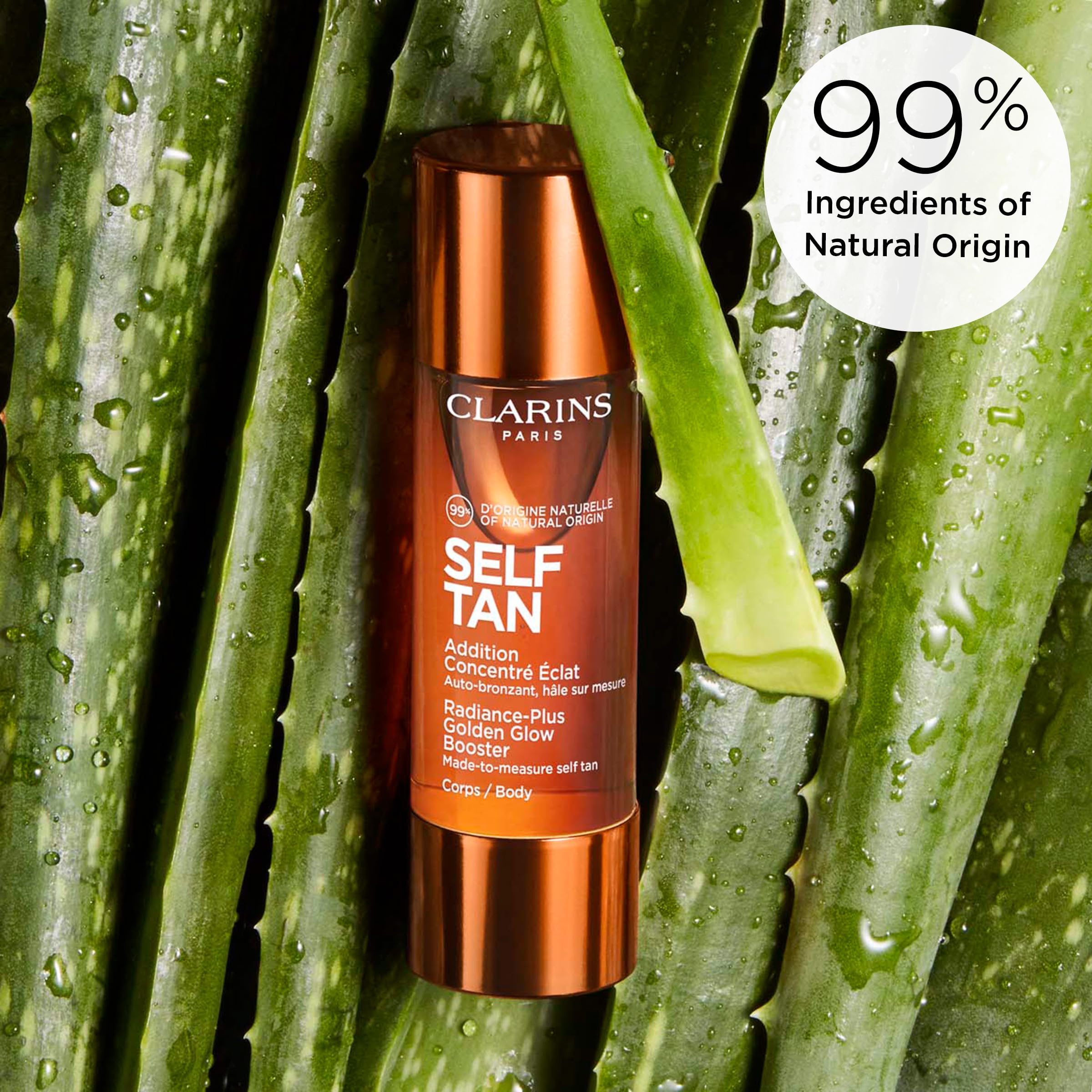 Muestra de tono natural con Clarins autobronceador corporal