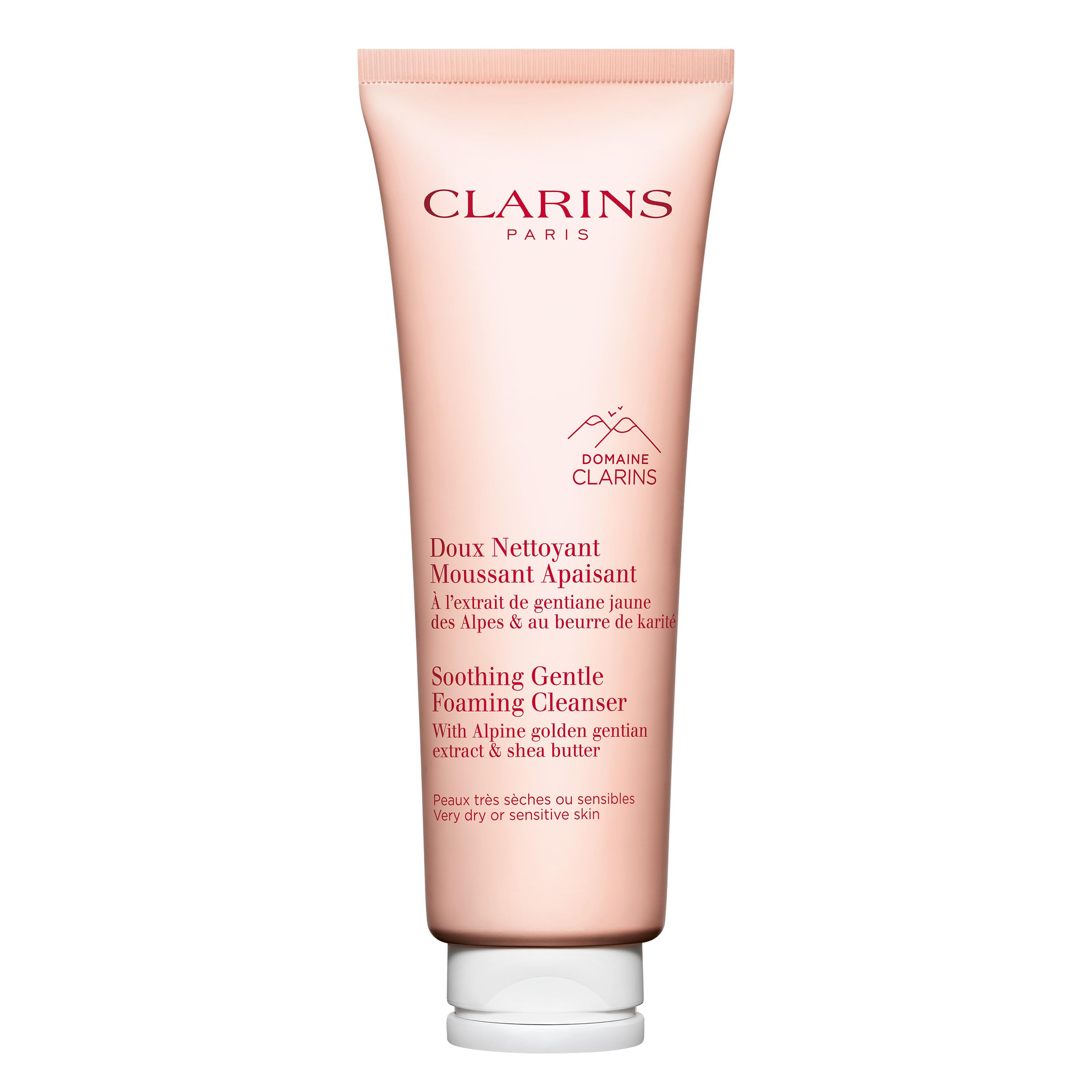 Clarins limpiador espumoso suave en botella, limpieza suave para piel seca