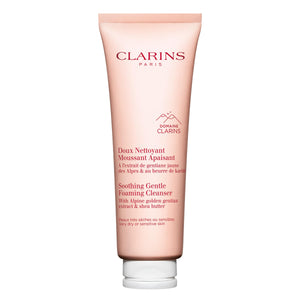 Clarins limpiador espumoso suave en botella, limpieza suave para piel seca
