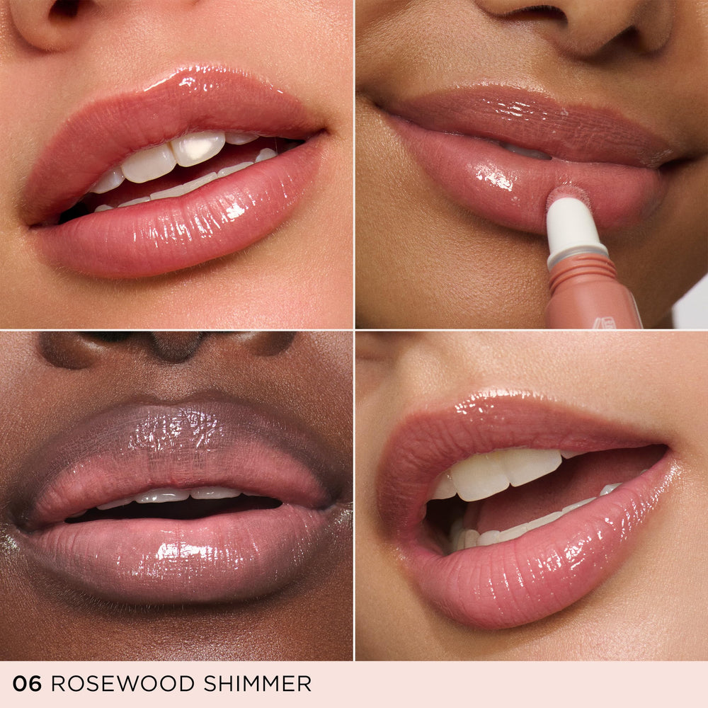 Aplicación suave del labial Clarins, textura ligera y brillo translúcido.