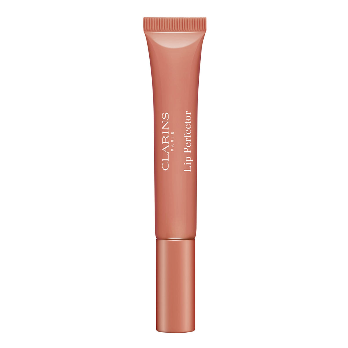 Clarins labial natural de acabado ligero, empaque elegante para uso diario.