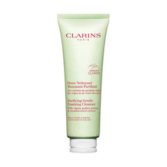 Clarins limpiador facial espumoso purificante en botella, ideal para piel mixta.