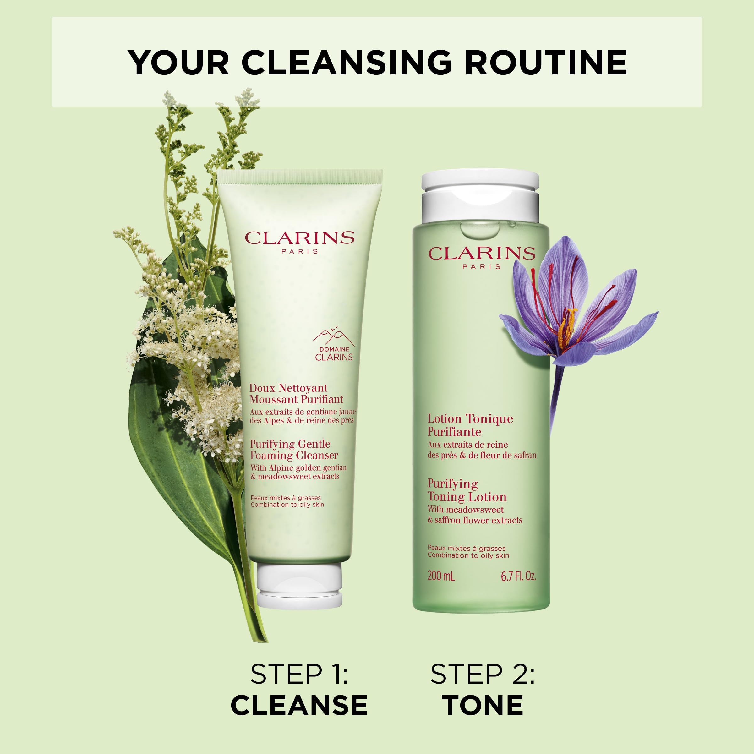 Clarins masaje circular de rostro para una limpieza suave y uniforme.