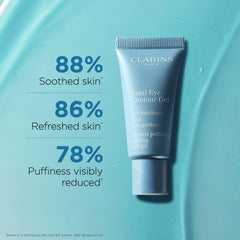 Clarins Gel Contorno de Ojos Total ofrece hidratación suave para una mirada más luminosa.