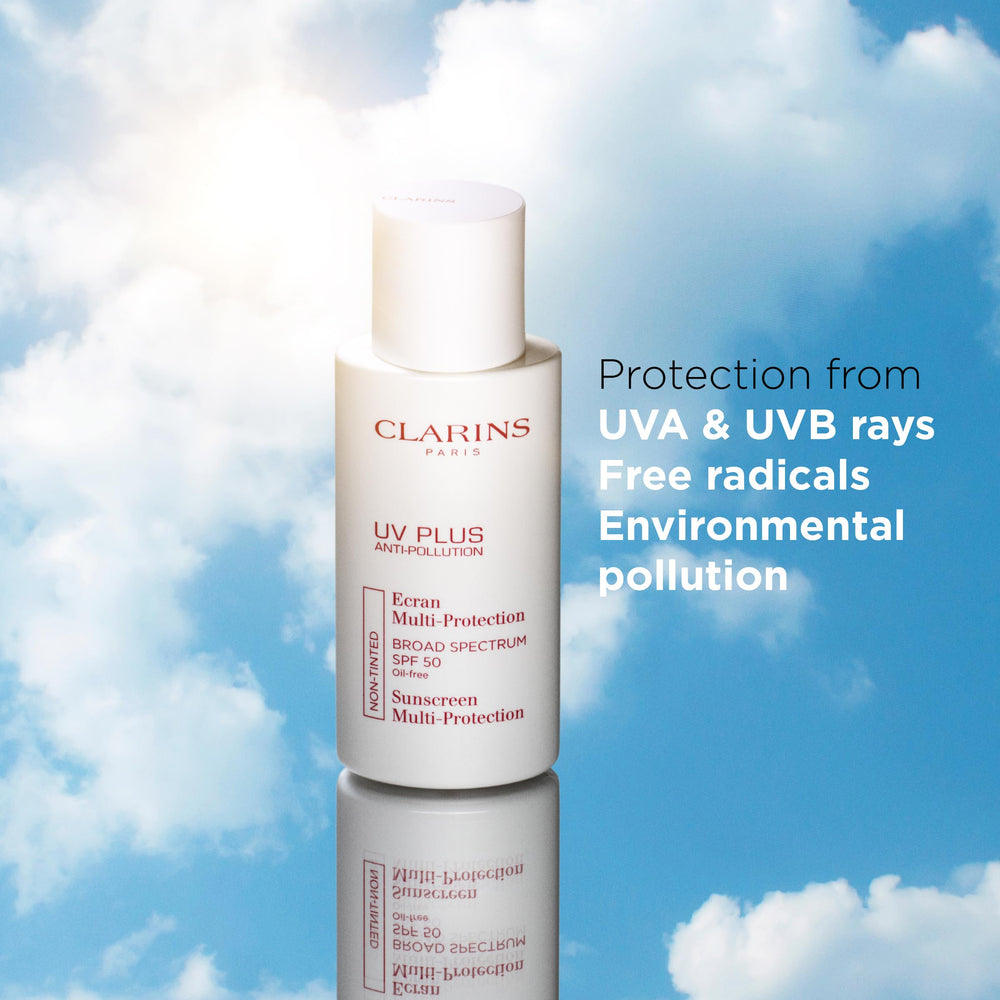 Clarins UV Plus: protección UV y contaminación, antioxidantes.