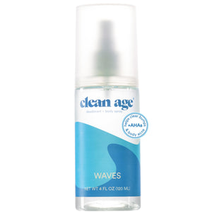 CLEAN AGE desodorante sin aluminio en envase Waves 4oz para piel sensible.
