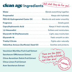 Fragancia fresca de Clean Age en frasco claro para uso diario.