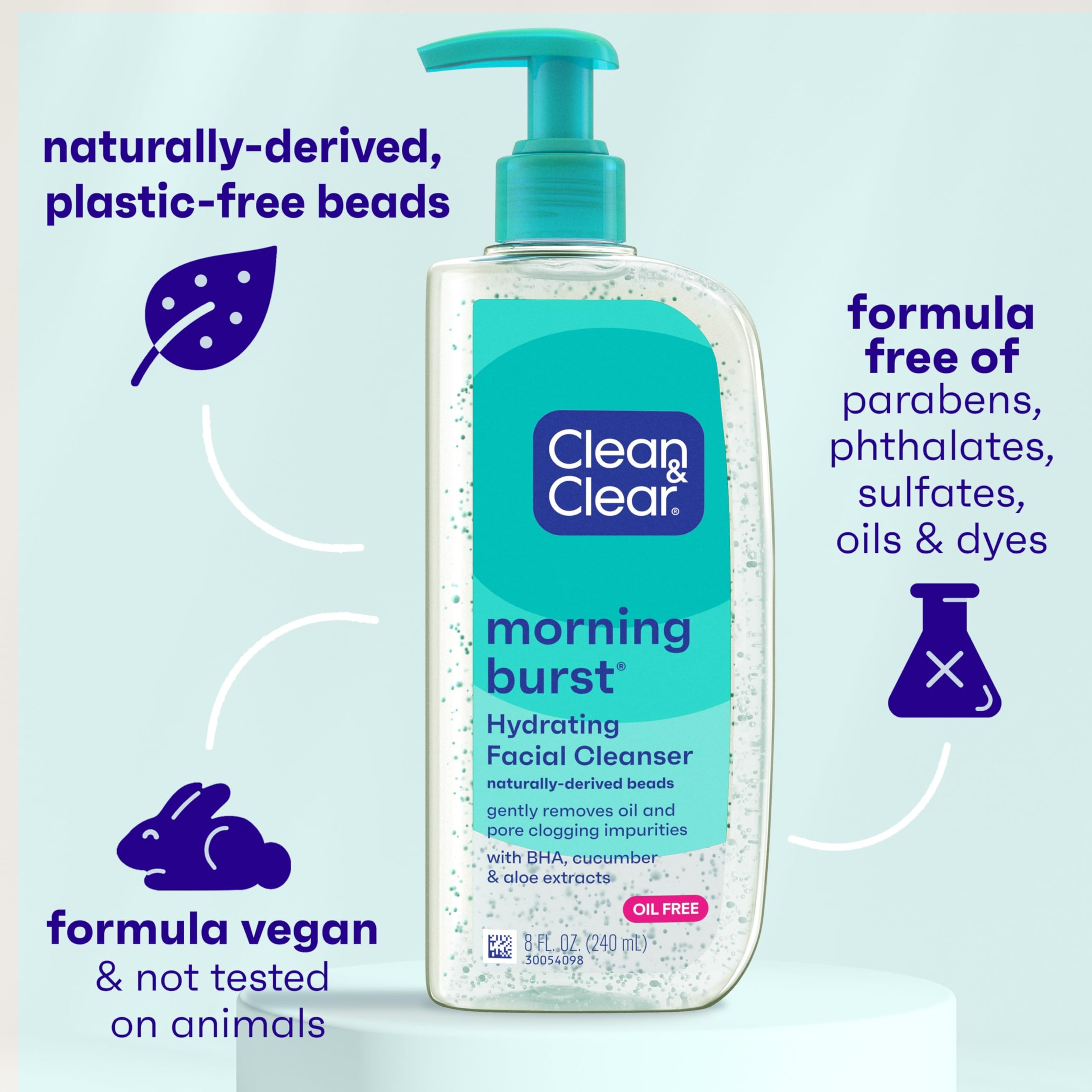 Clean & Clear Morning Burst con BHA exfoliante suave para una limpieza cuidadosa.