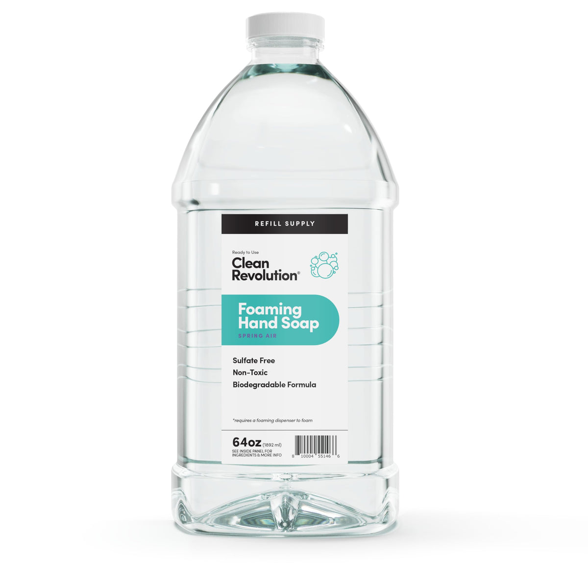 Clean Revolution Jabón de manos espuma relleno 64oz con espuma cremosa para limpieza suave