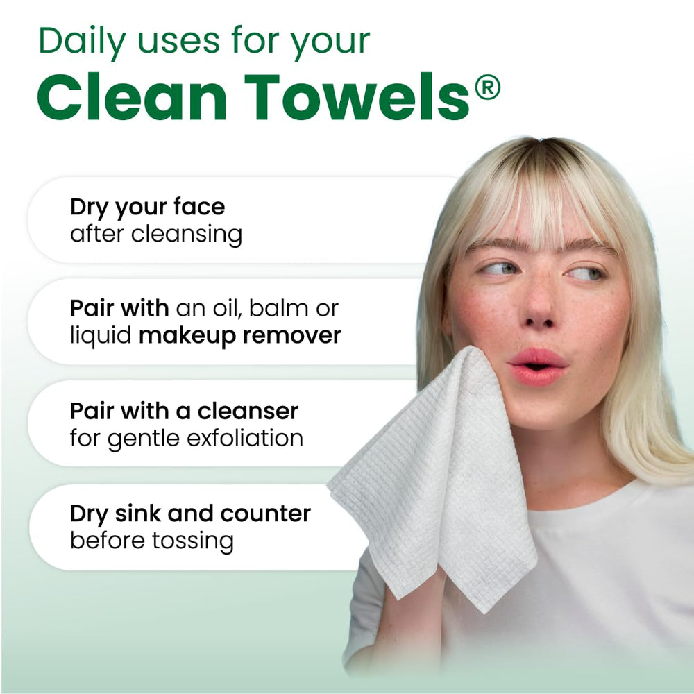 CLEAN SKIN CLUB Toallas para desmaquillaje y cuidado diario: opción higiénica para piel sensible