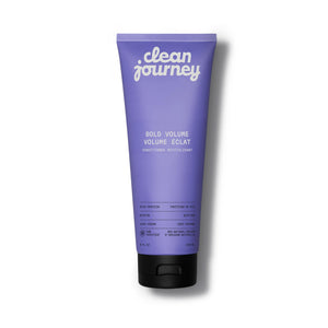 Acondicionador cleanjourney Bold: botella frontal para volumen y cuerpo en el cabello.