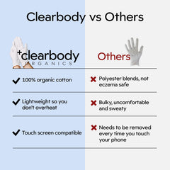 Guantes Clearbody Organics ligeros para conducir y pulir joyas con hidratación.