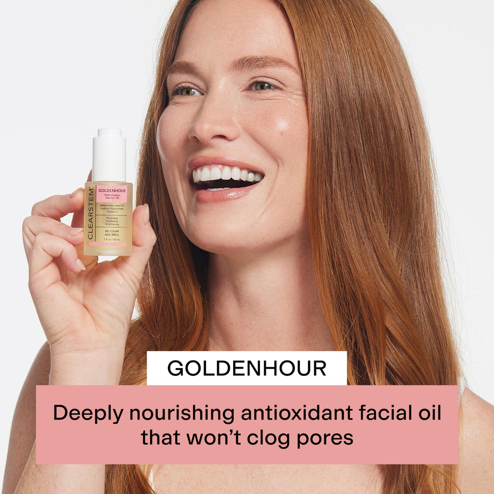 CLEARSTEM GOLDENHOUR aplicación en rostro absorbe rápidamente sin grasa
