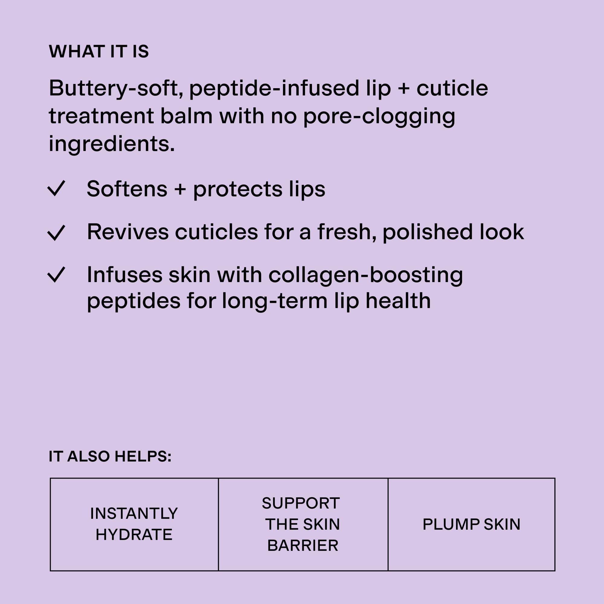 CLEARSTEM Lips&CUTES contiene péptidos, vitamina E y té verde para nutrir labios.