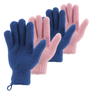CLEEDY guantes exfoliantes para baño, largos y con dos pares, ideal para exfoliar piel en casa.