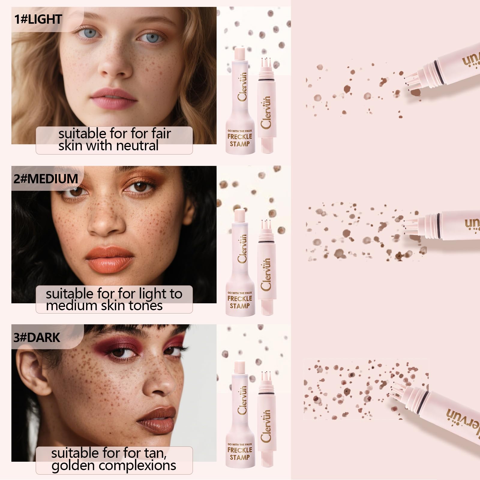 CLERVUN Lápiz de pecas con efecto natural para un aspecto rápido y preciso.