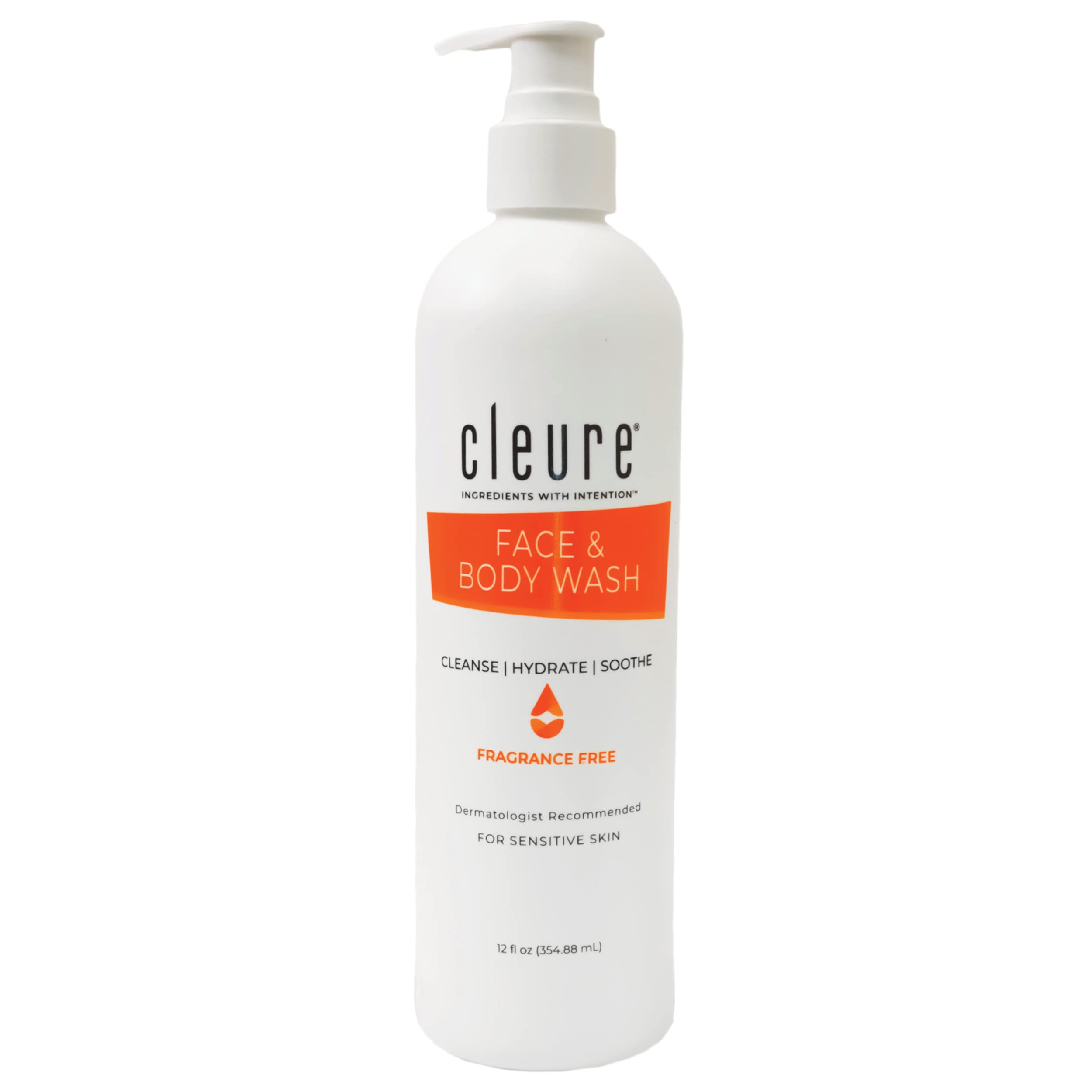 Cleure limpiador en botella, suave para piel sensible.