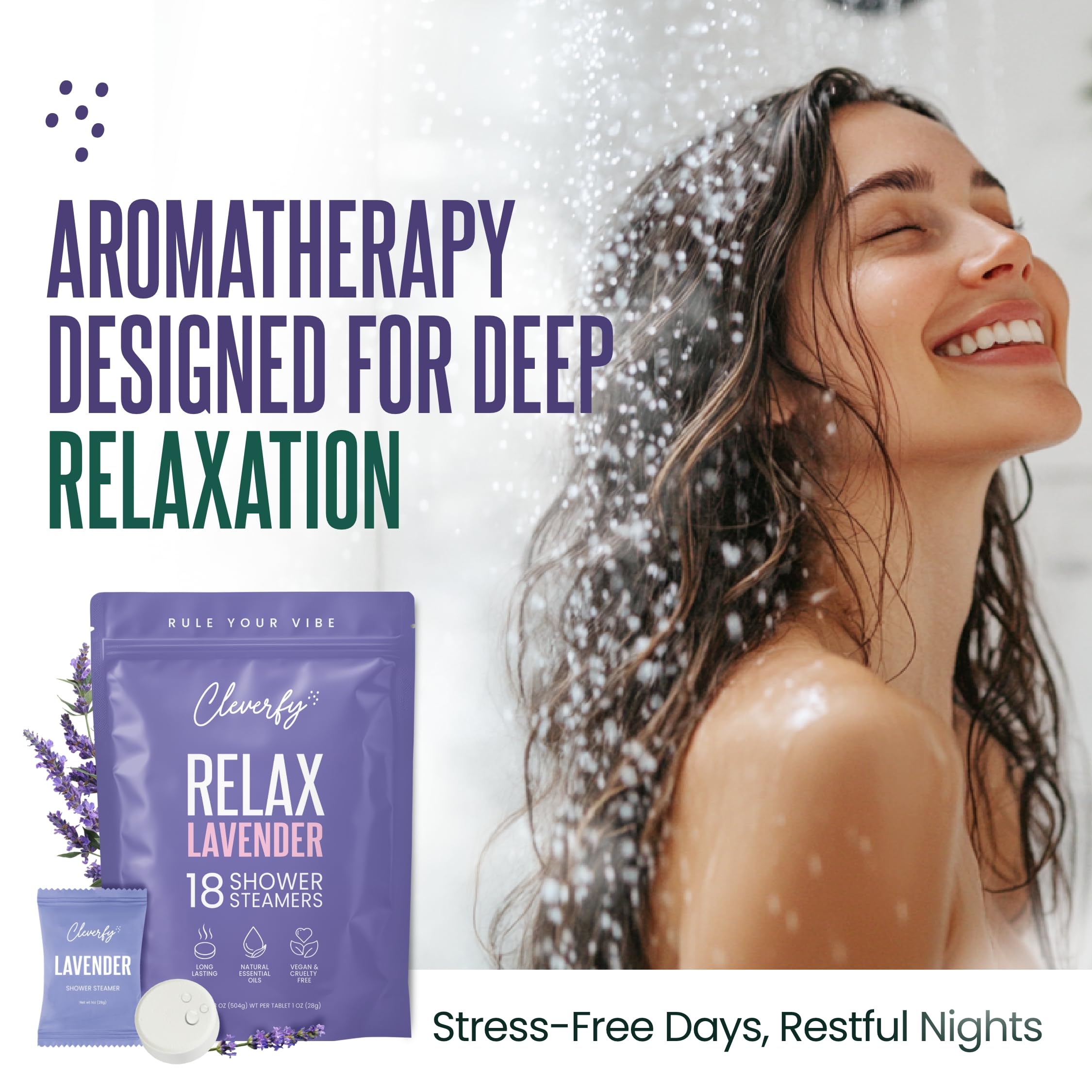 CLEVERFY tabletas ducha lavanda ideal regalo Pascua para adolescentes y adultos.