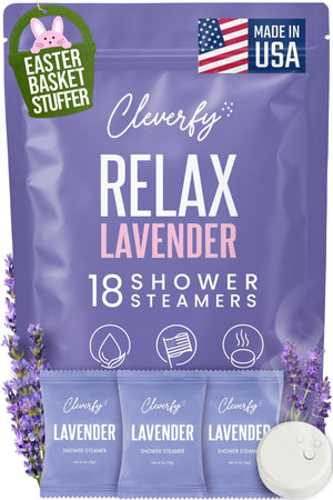 CLEVERFY tabletas ducha lavanda, empaque elegante ideal regalo y spa en casa.