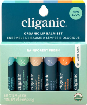 Balsamo labial Cliganic set de sabores con empaque compacto para viaje