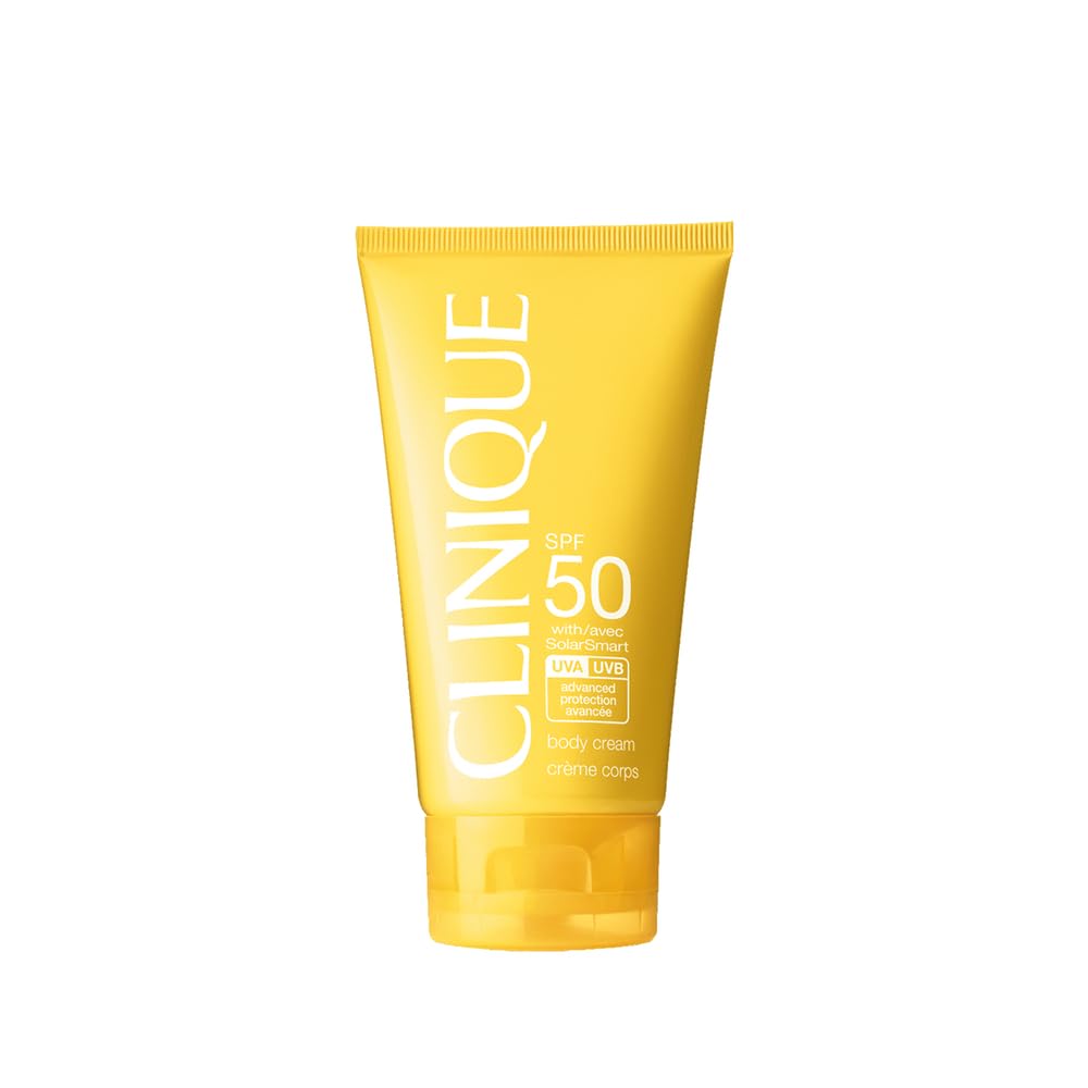 Clinique crema corporal SPF50, protección de amplio espectro para piel sensible.
