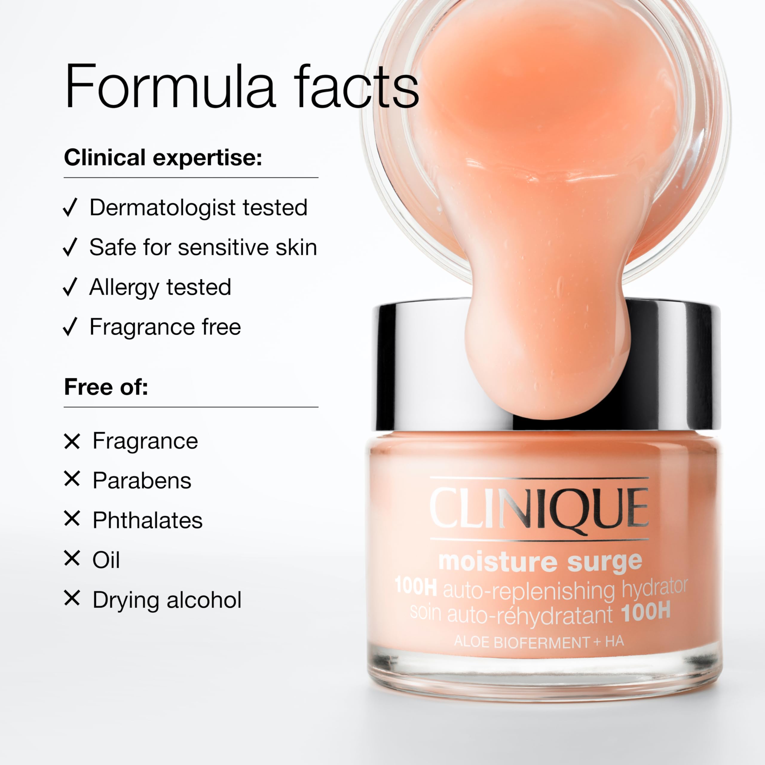 Clinique Moisture Surge 100H, aloe biofermento: mantiene la humedad de la piel.