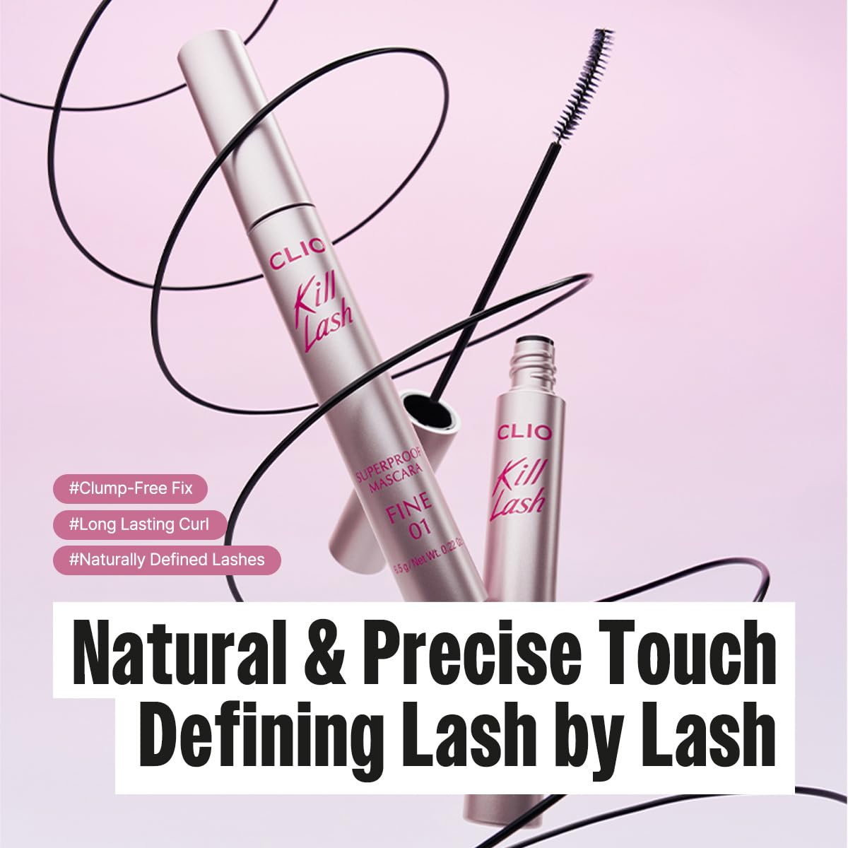 CLIO Kill Lash Superproof Máscara, definición precisa y pestañas separadas.