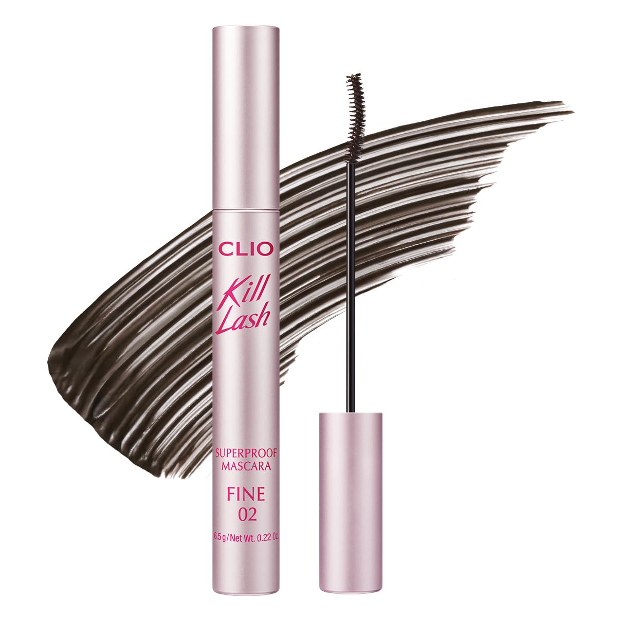 CLIO Kill Lash Superproof, empaque elegante, listo para uso diario y definición suave.