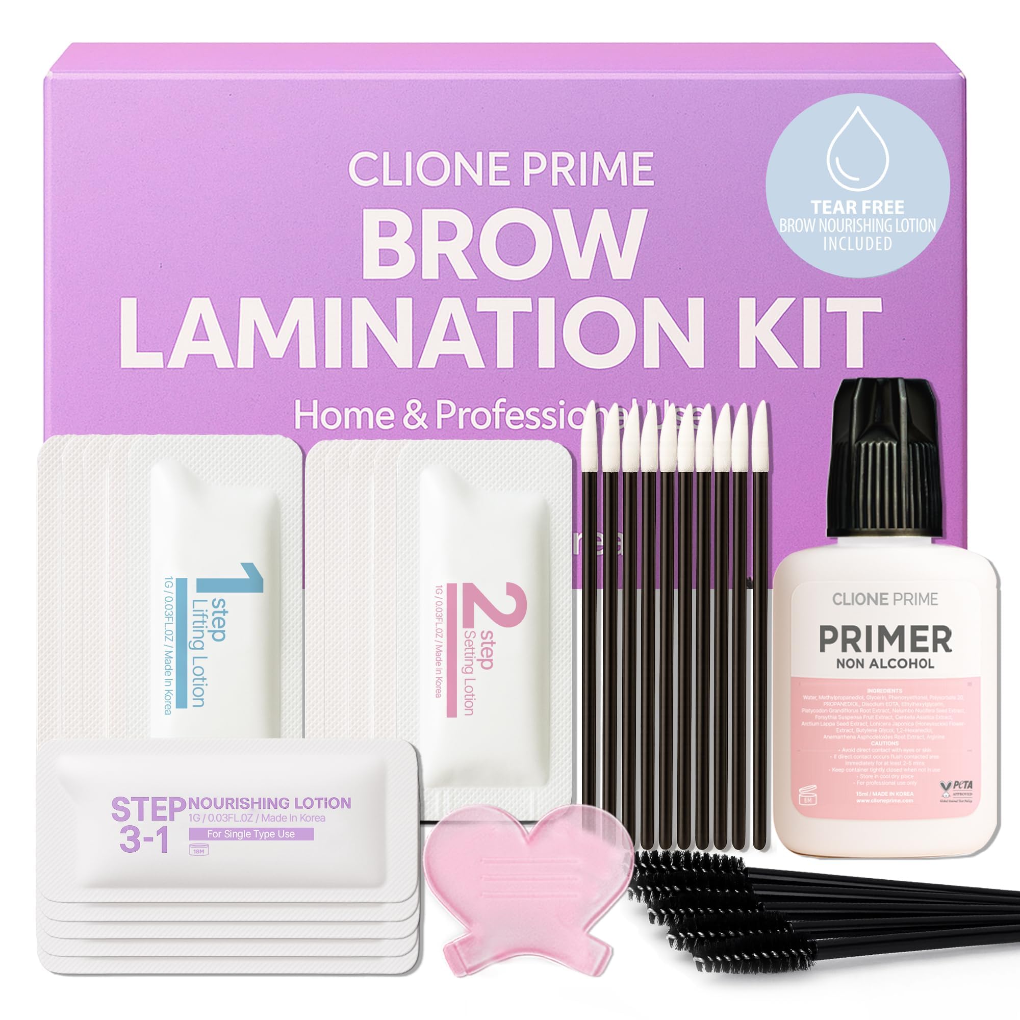 CLIONE PRIME kit laminación de cejas en casa, resultado definido y duradero