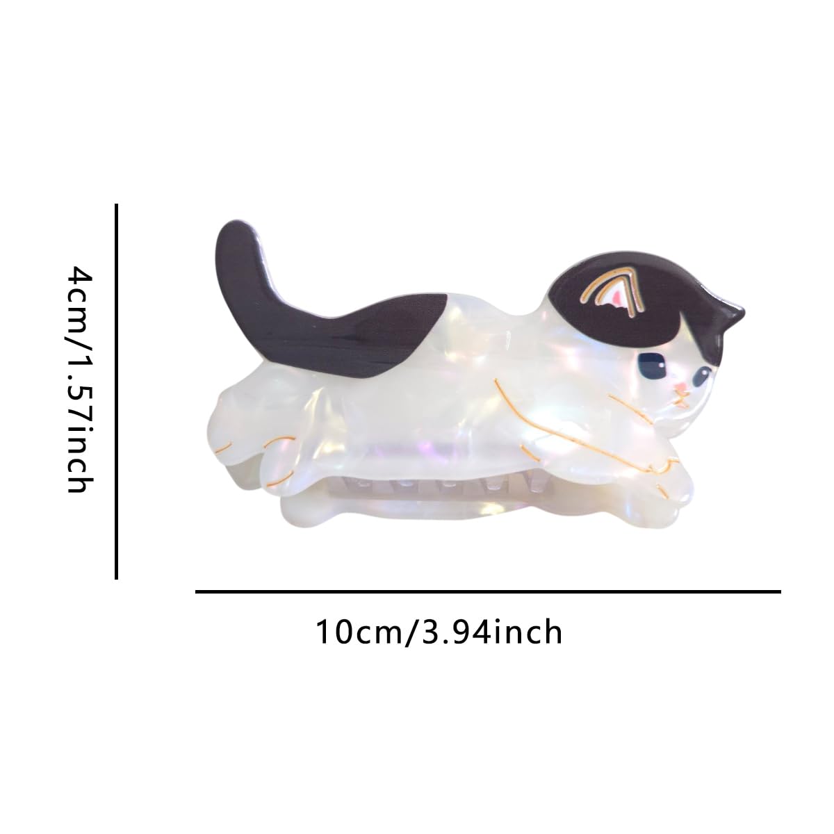 Pinza de acetato negro y blanco Clip Sugar con agarre estable.