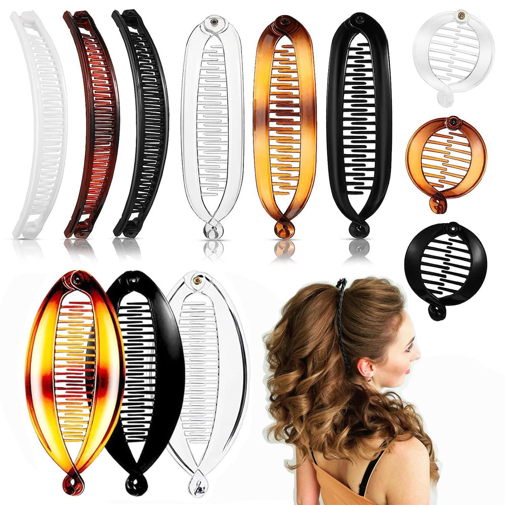 Clips banana para cabello: 12 piezas para volumen y fijación rápida.