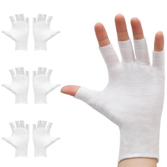 Guantes Clofiak sin dedos blancos para usar el teléfono con comodidad.