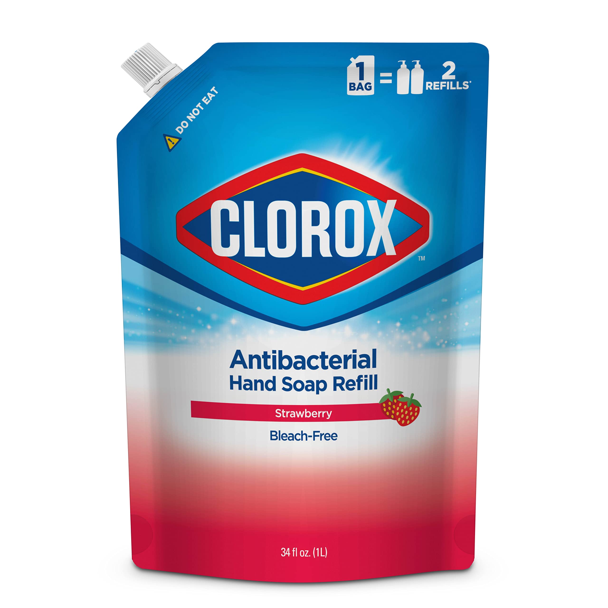 Jabón líquido de recarga Clorox para manos, verter en dispensador con aroma a fresa.