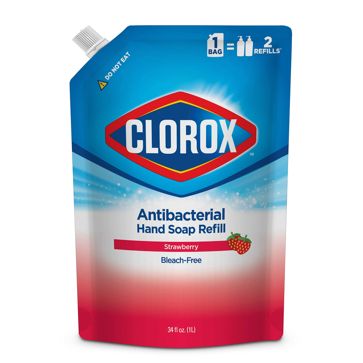 Jabón líquido de recarga Clorox para manos, verter en dispensador con aroma a fresa.