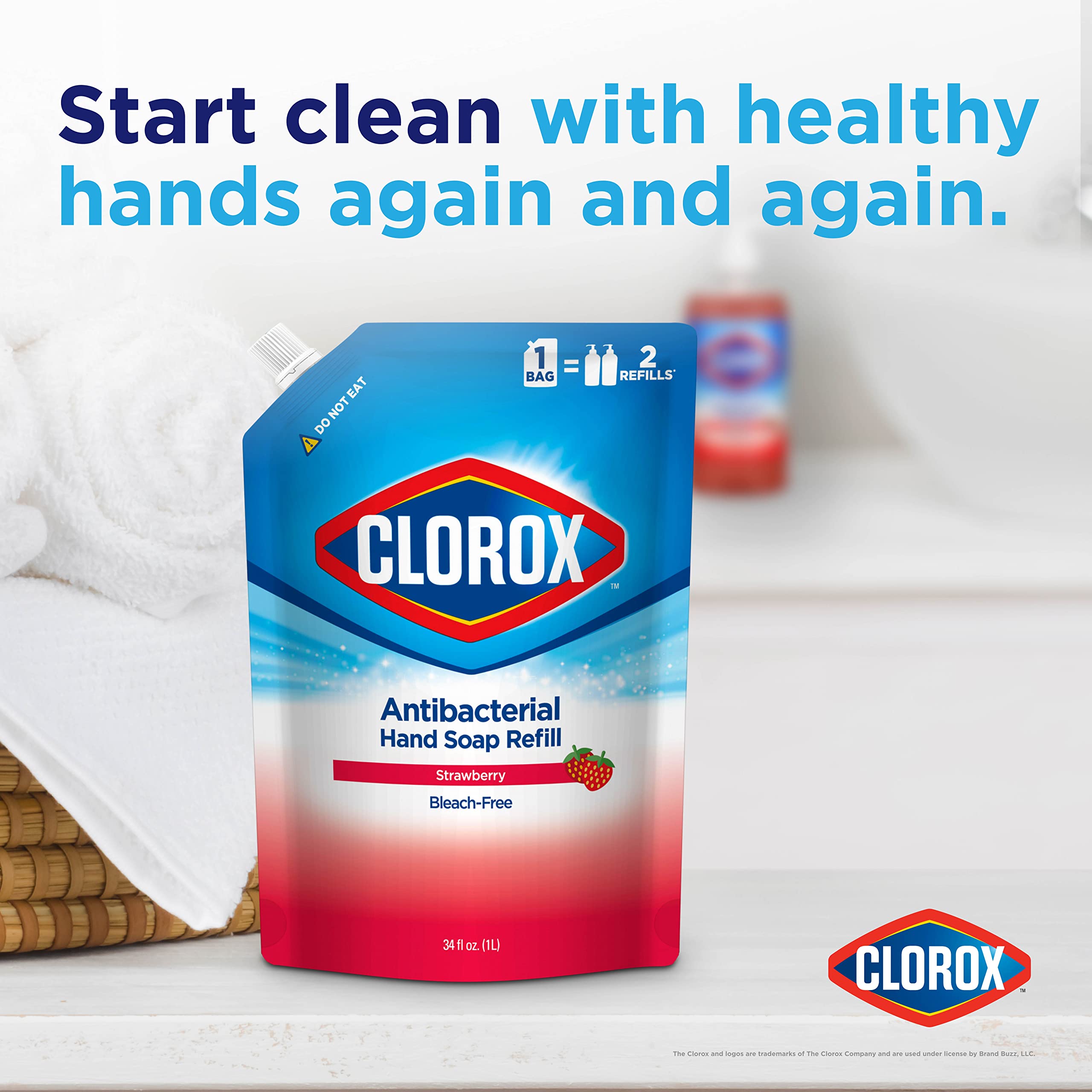 Frasco con aroma a fresa de jabón para manos Clorox.