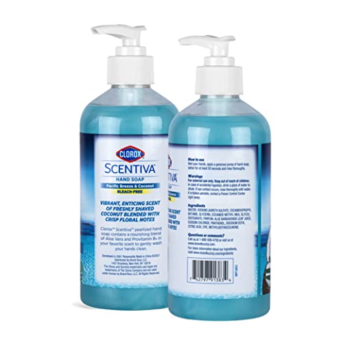 Jabón de manos Clorox Scentiva con Aloe Vera para suavizar la piel durante el lavado.