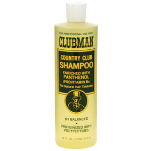 Clubman Country Club Shampoo en botella clásica para el cuidado diario.