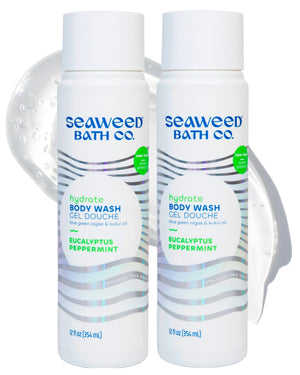 Botella de co-bano-algas con aroma a eucalipto para ducha vigorizante.