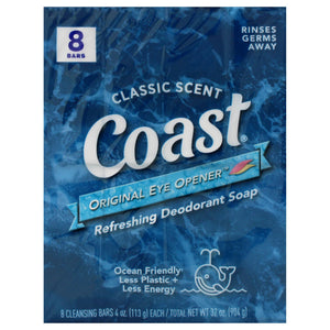 Coast Jabón en barra desodorante, barra refrescante para piel suave y fresca cada día