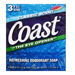 Coast Original Blue: paquete de 3 barras con aroma a coco para ducha diaria.