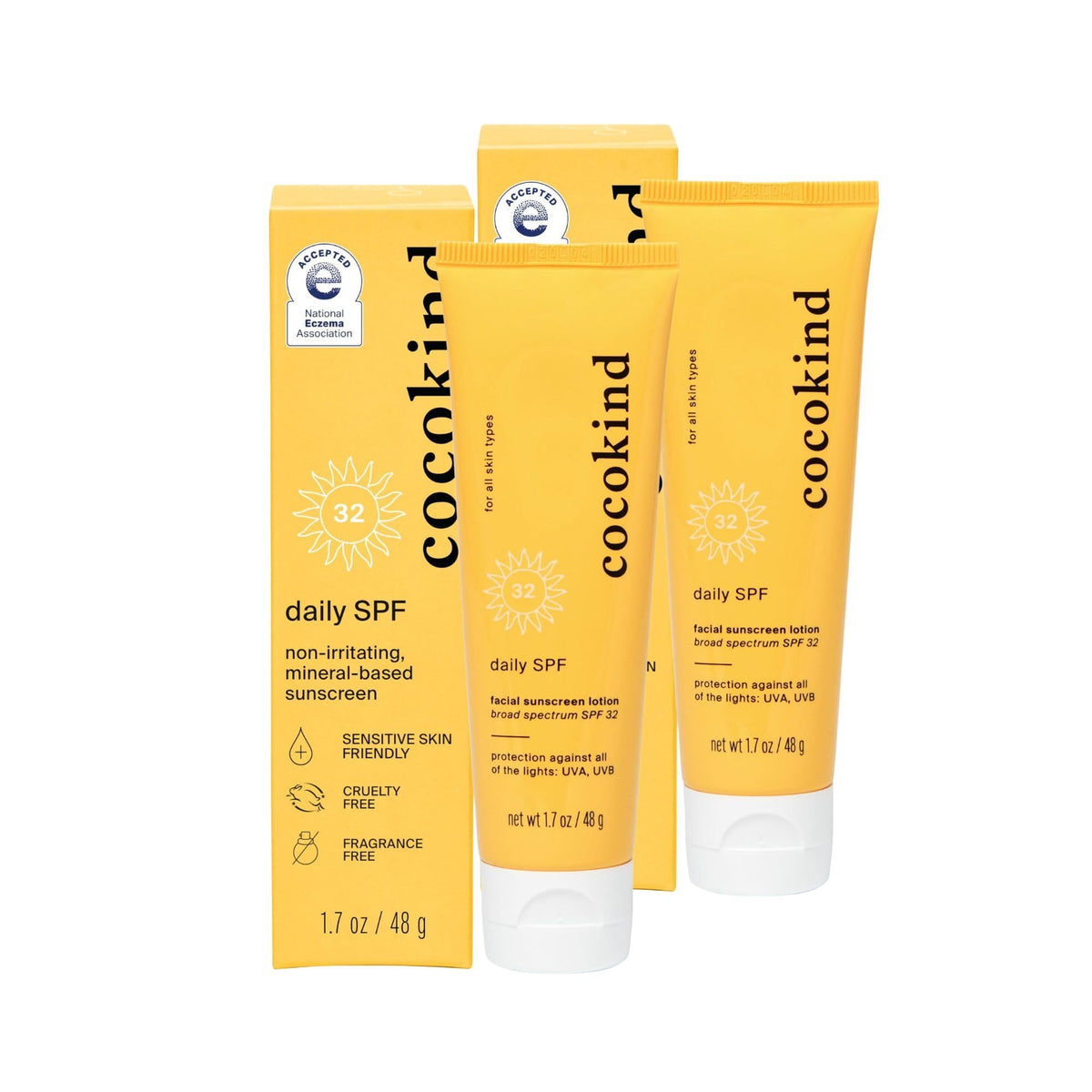 Cocokind Daily SPF: vista frontal del frasco para una aplicación sencilla y rápida.