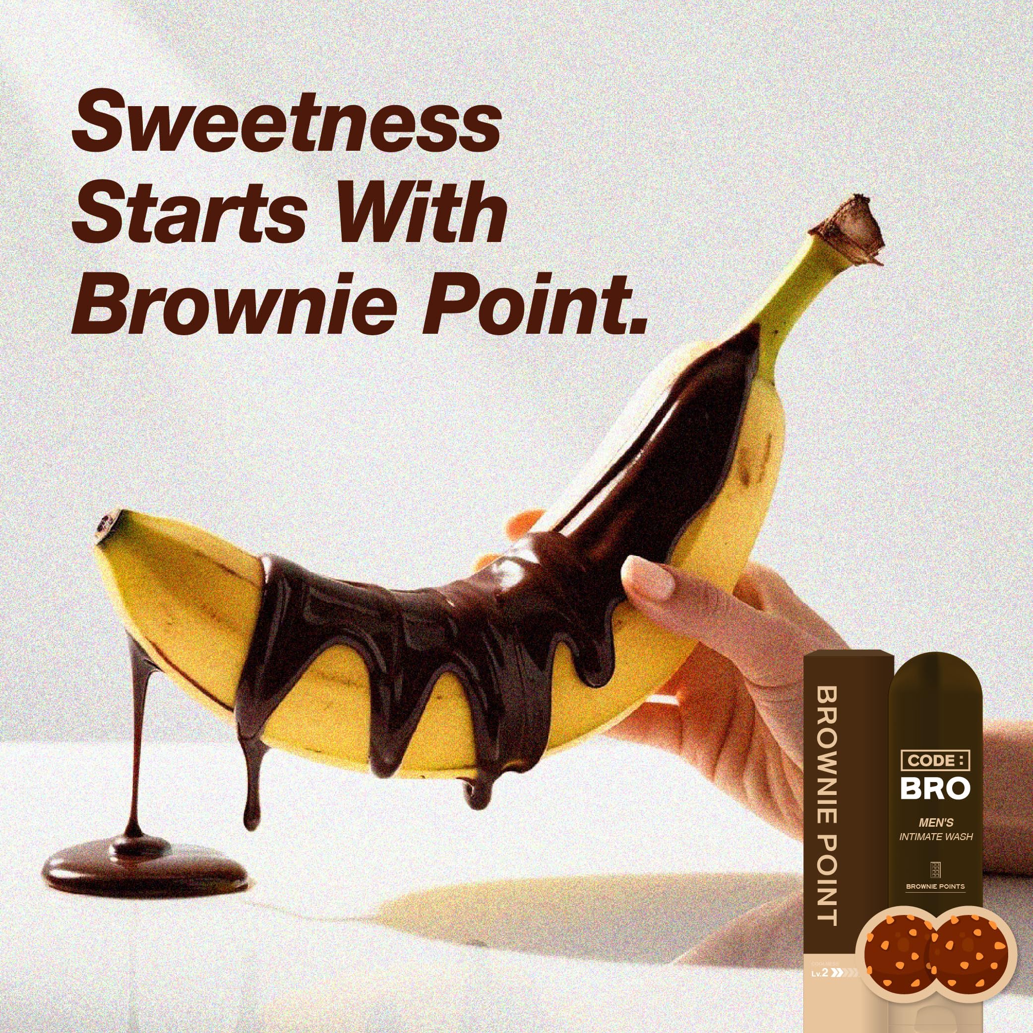 Code Bro Brownie Point textura cacao, hidratación que nutre la piel íntima.