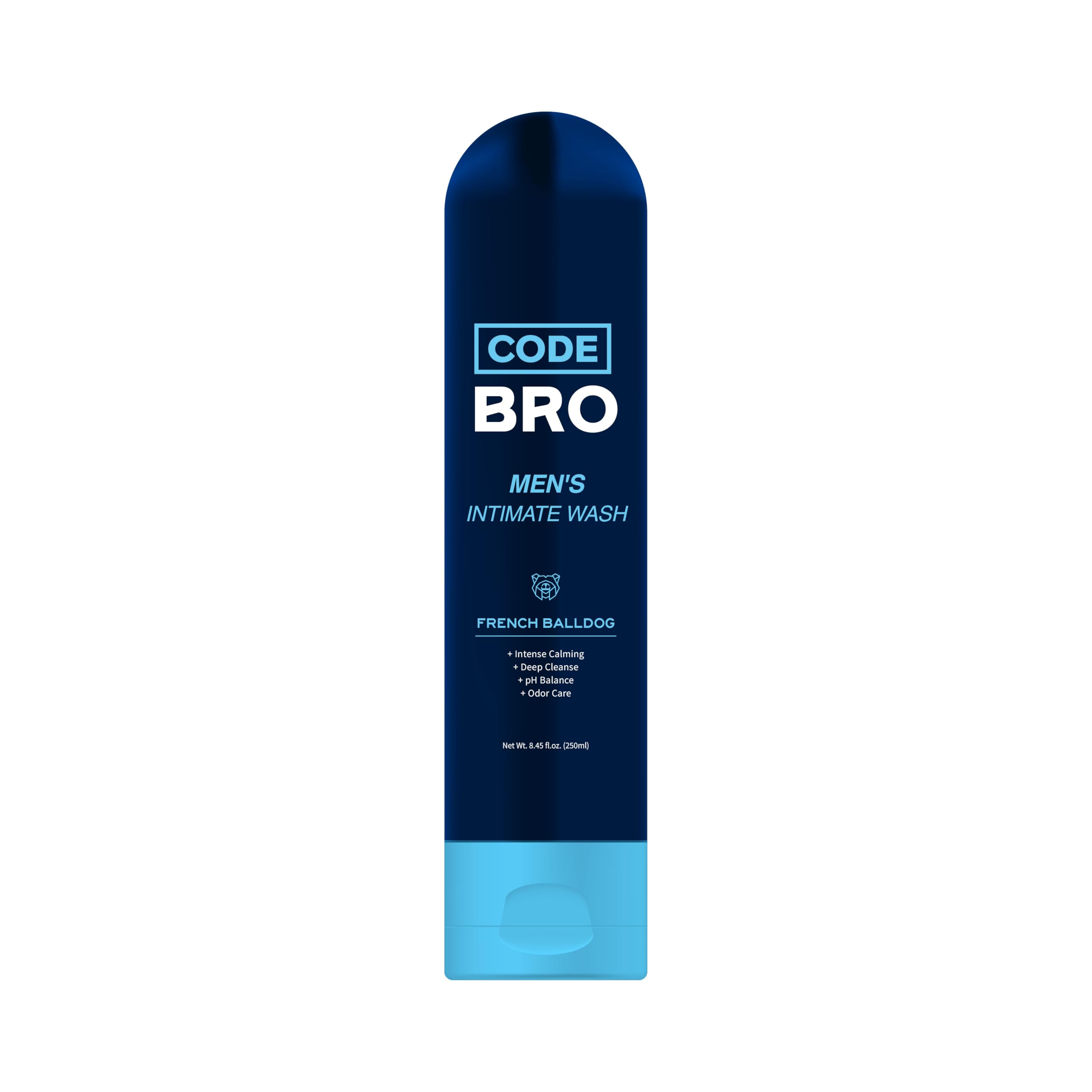 Code Bro Lavado íntimo para hombres en botella, higiene diaria.