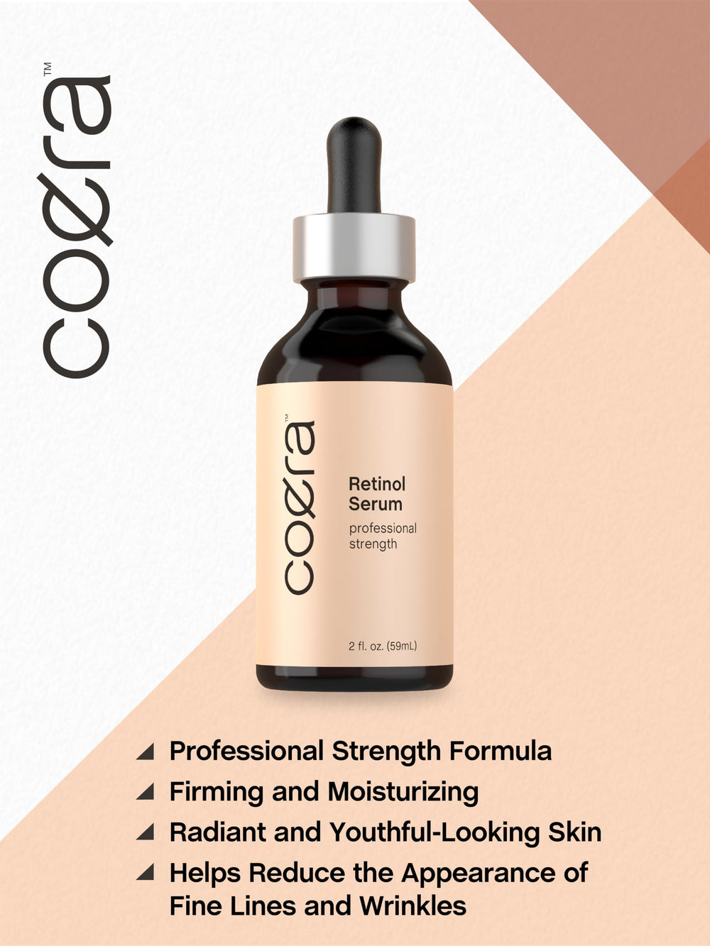 Coera Retinol Serum aplicación en piel áspera para suavizar líneas.