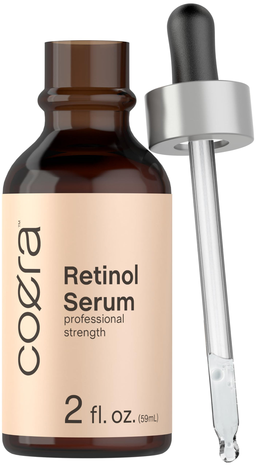 Coera Retinol Serum en botella, promueve hidratación suave de la piel.