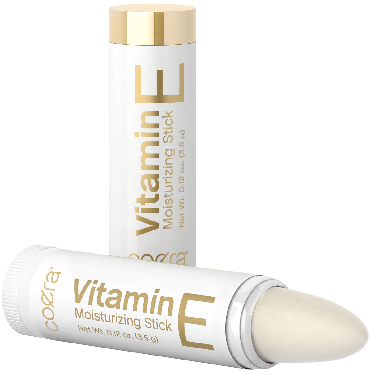 Coera Vitamina E Stick para labios, textura cremosa que hidrata al instante.
