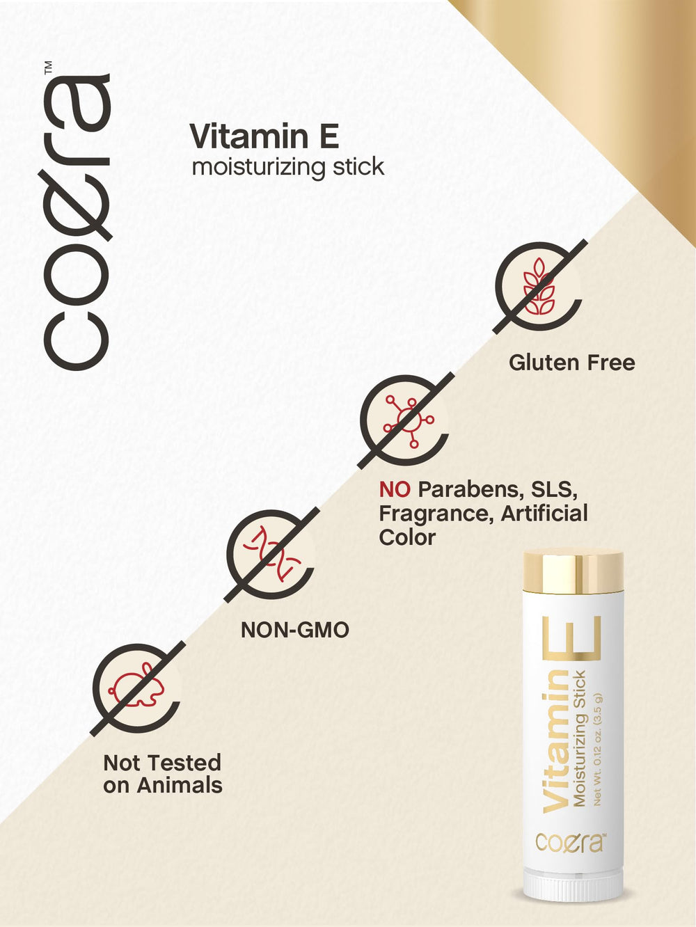Coera Vitamina E Stick, libre de fragancias y adecuado para uso diario.