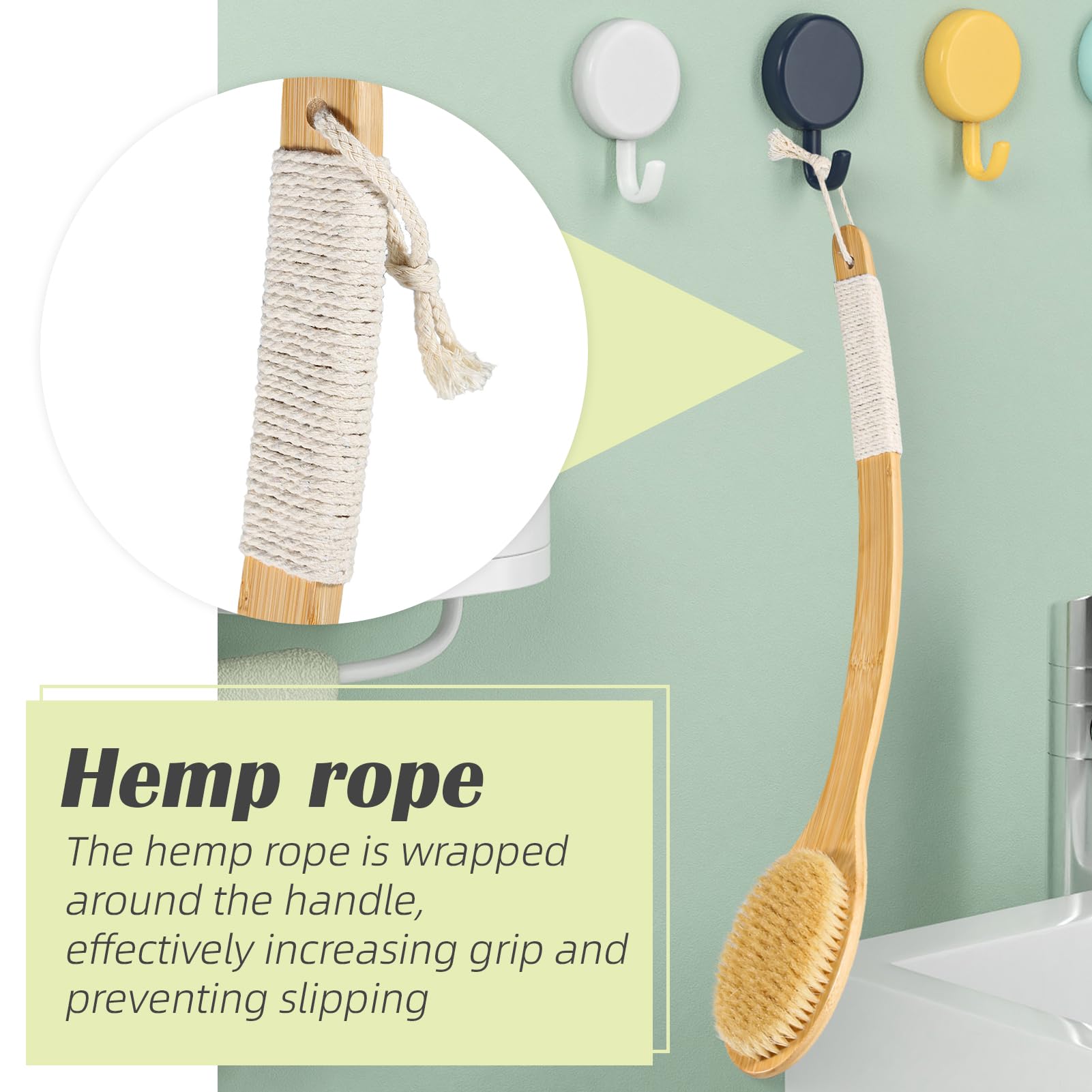 COINPOTIA cepillo ducha con gancho para colgar y secado rápido.